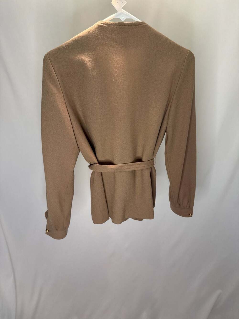 VTG Doncaster 2 Piece Skirt Suit Camel Tan Belted Jacket Midi Skirt Professional - Picture 4 of 8